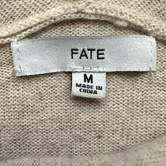 Fate Sweater Women’s Med Cowl Neck Oatmeal Wool Viscose Nylon Cashmere - Picture 2 of 7